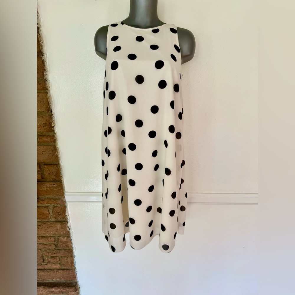 NWT Ann Taylor White Black Polka Dot Overlay Dress Sz S NWT